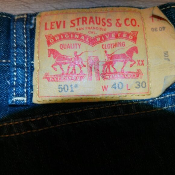 Levis 501 Jeans Mens 40 X 30 Blue Denim Button Fly - Picture 6 of 10